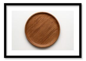 Round wooden dish isolated on a white background