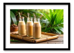 Indonesian Teh Botol in Glass Bottle with Ice and Straw
