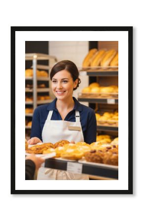 une vendeuse dans une boulangerie