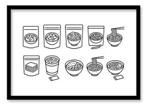 Food and cooking line icon set. kitchen, meal, ingredients line design collection