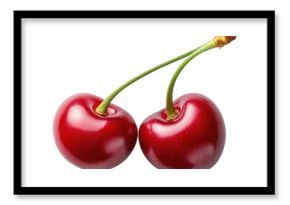 PNG A fresh three red cherries cherry background fruit.