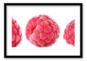 Fresh ripe raspberries isolated on white, set