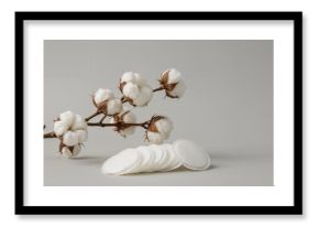 Charming cotton stem and makeup pads displayed on a muted grey background