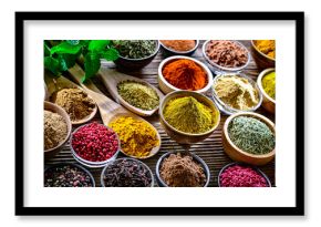 Composition with assortment of spices and herbs