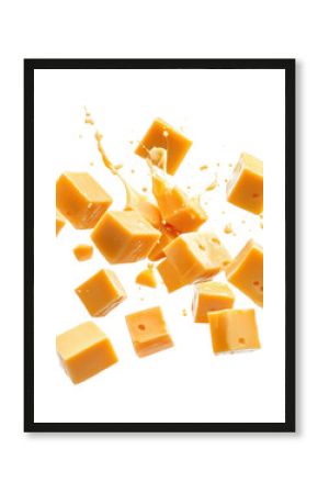 PNG Cubed cheddar cheese splash cubes food.