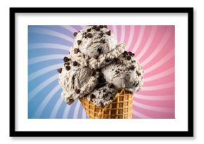 Cookies and Cream Sundae in Waffle Cone – Pink Blue Gradient Spiral Motion