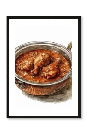 Delicious chicken curry illustration