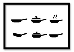 Set of silhouette cooking pans and pots icons for kitchen design