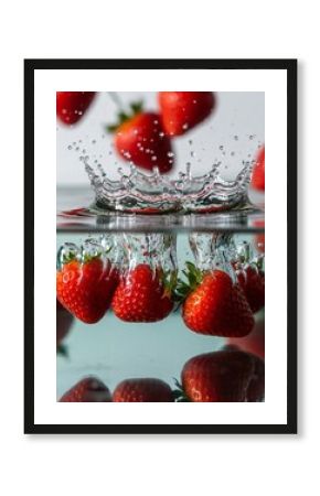 Strobery fruit with splashes of water