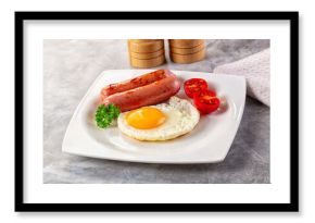 Breakfast with egg and sausages