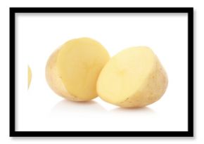 Fresh raw potatoes isolated on white, set