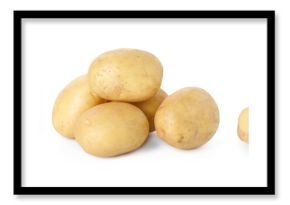 Fresh raw potatoes isolated on white, set