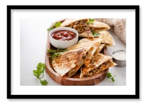 Ground turkey and cheddar quesadillas with salsa