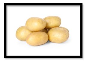 Many fresh ripe potatoes isolated on white