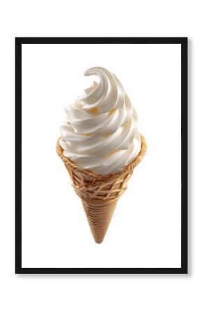 Soft Serve Ice Cream Cone, isolated on transparent background