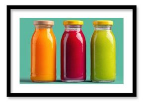 Vibrant Bottles of Freshly Pressed Fruit and Vegetable Juices