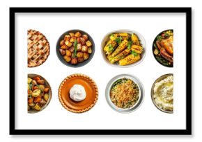 PNG Delicious Thanksgiving feast assortment, element set on transparent background
