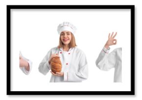 Set of female baker on white background