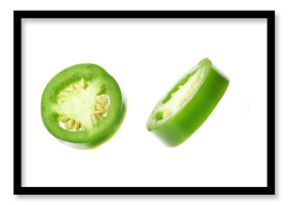 Jalapeno pepper slices isolated on white, set