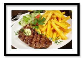 Grilled Beef Steak with French Fries