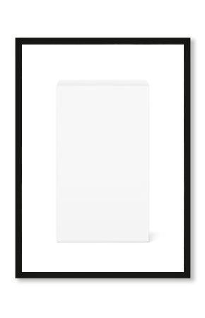 Realistic white closed paperboard box mockup. Front view. Vector illustration isolated on white background. Taking your 2D designs into 3D. Can be use for pharmacy, food, cosmetic. EPS10.