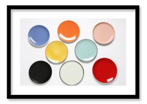 Colorful clean plates on white background