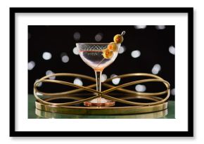 Single Martini in Vintage Glass on Gold Tray