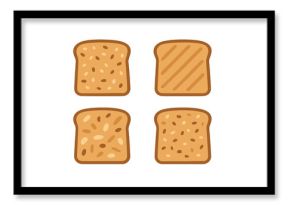 Assortment of toasted bread slices featuring seeded, whole grain, and grilled textures