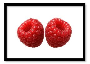 Fresh red raspberries with water drops, isolated on a transparent background, depicting a healthy and sweet fruit