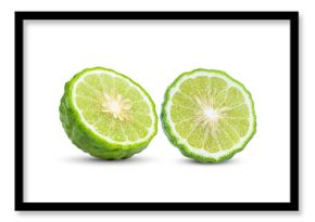 half of bergamot or kaffir on transparent png ( image from camera )