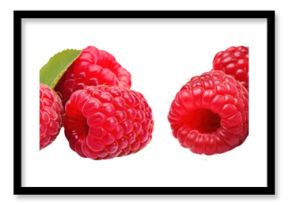 Fresh ripe raspberries with leaves