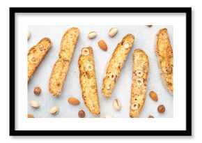 Biscotti, traditional italian bakery with nuts.