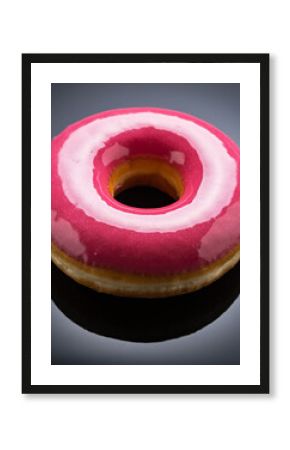 Vibrant Pink and White Swirl Glazed Donut with Gradient Background