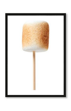 Toasted marshmallow on stick isolated on transparent background, perfect for dessert and campfire visuals..