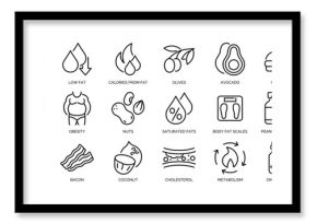Set of 30 outline icons related to fats. Linear icon collection. Editable stroke. Vector illustration