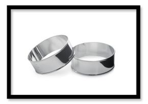Two stainless steel ring cooking molds