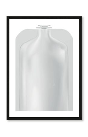 Blank flexible pouch up bag mockup with spout lid, vector realistic 3D doypack foil food or drink products bag packaging