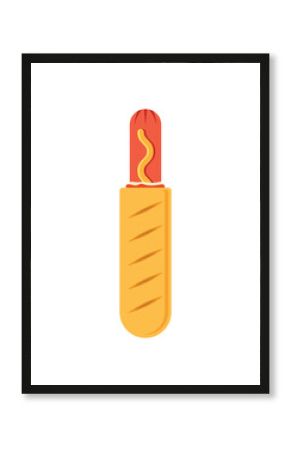 Hotdog icon in flat style. Hot dog fastfood vector illustration on isolated background. Bun with sausage sign business concept.