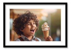 Indian children boy eating ice cream dessert person human.