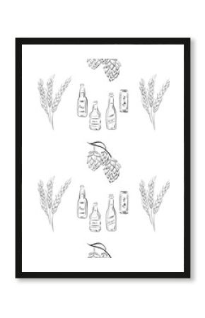 vector seamless pattern line art elements beer bar