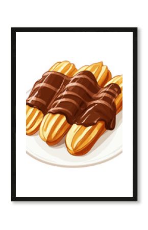 Background white illustration Churros with chocolate churros vector