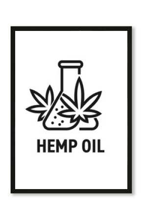 Hemp oil extract. Icon or emblem in bold line