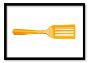 Orange slotted spatula for cooking, kitchen utensils, cut out transparent