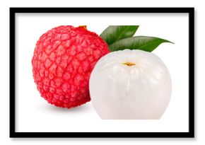 Red Lychee fruit isolated on white background, Fresh Red Lychee or Litchi Chinensis fruit on White Background With clipping path.