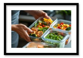 Hands Preparing Healthy Meal Prep with Fresh Ingredients