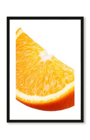 Orange slice isolated png. Sliced orange on transparent background. Cut orang fruit piece no background. Full depth of field. Transparent png.