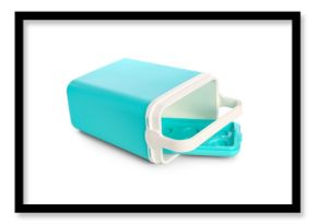 Modern beach cooler on white background