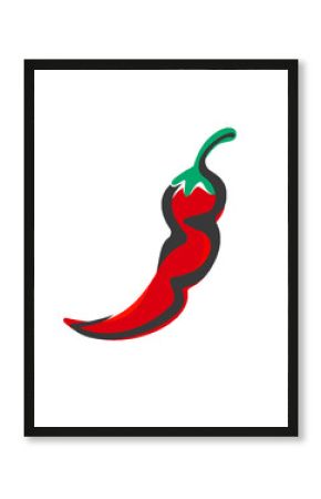 Chili pepper icon, spicy red hot flavor for food taste. Vector spicy chili pepper symbol for menu