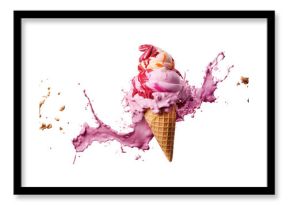 Set of delicious ice cream explosions, cut out