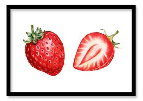 Vintage red strawberry sticker png illustration